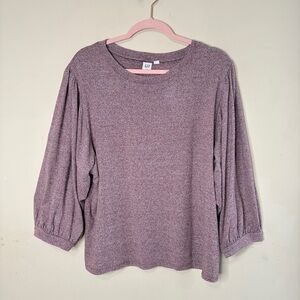 GAP Marbled Burgundy 3/4-Balloon-Sleeve Casual Top, Large